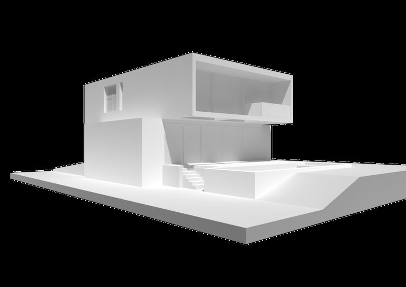Volumetría blanca de estudio de una vivienda